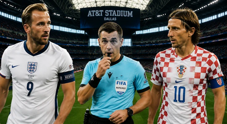 Francuski sudac Clement Turpin na terenu - glavni sudac utakmice Hrvatska Engleska SP 2026